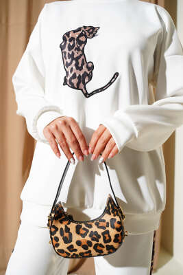 Leopar Şeritli İkili Scuba Takım Ekru - Thumbnail