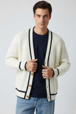 Pazarium - Örgü Triko Hırka Krem