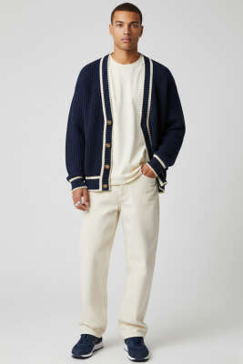 Örgü Triko Hırka Lacivert - Thumbnail