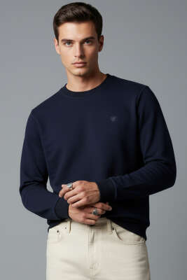 Pazarium - Armalı Selanik Sweatshirt Lacivert