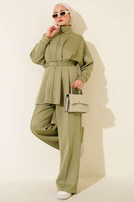 Pazarium - Uzun Pensli Kemerli İkili Takım Çağla Yeşili