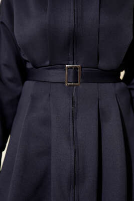 Uzun Pensli Kemerli İkili Takım Lacivert - Thumbnail