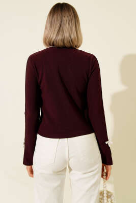 Kurdele Fiyonklu Fitilli Bluz Mürdüm - Thumbnail