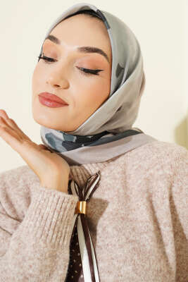 Pazarium - Fiori Desen Lina Eşarp Taş