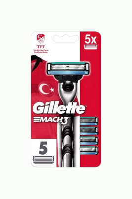 Pazarium - Gillette Mach3 Tıraş Makinesi +5 Yedek Tıraş Bıçağı