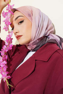 Pazarium - Fiori Desen Lina Eşarp Acı Kahve