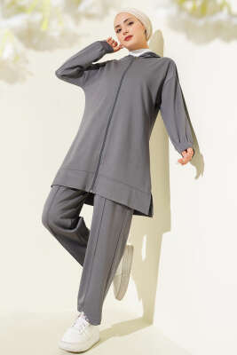 Loyşa Basic Kapüşonlu İkili Takım Gri - Thumbnail