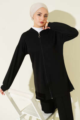 Loyşa Basic Kapüşonlu İkili Takım Siyah - Thumbnail