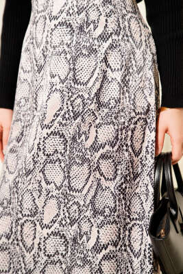 Desen Detaylı Saten Etek Bej - Thumbnail