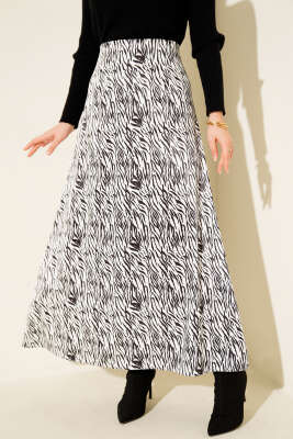 Desen Detaylı Saten Etek Zebra - Thumbnail