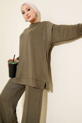 Pazarium - Sıra Taş Detaylı Loyşa İkili Takım Haki