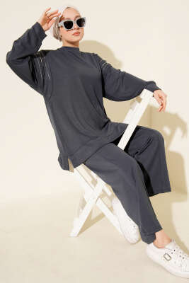 Pazarium - Sıra Taş Detaylı Loyşa İkili Takım Füme