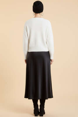 Taş Düğmeli Yumoş Triko Kısa Hırka Ekru - Thumbnail