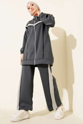 Pazarium - Biyeli Şeritli Scuba İkili Takım Füme