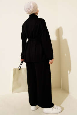 Kemer Tokalı Pensli İkili Takım Siyah - Thumbnail