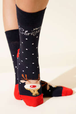 Pazarium - Unisex Yılbaşı Soket Çorap Asorti 1