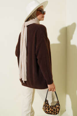 Basic Sakallı Triko Tunik Kahve - Thumbnail