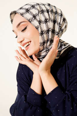 Pazarium - Desenli Siyah Serisi Eşarp Asorti 6