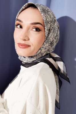 Desenli Siyah Serisi Eşarp Asorti 12 - Thumbnail