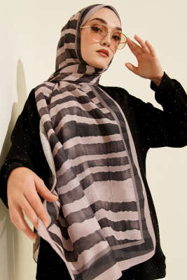 Pazarium - Stick Desen Lina Şal Pudra