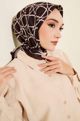 Desenli Acı Kahve Serisi Eşarp Asorti 11 - Thumbnail