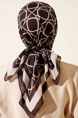 Desenli Acı Kahve Serisi Eşarp Asorti 11 - Thumbnail