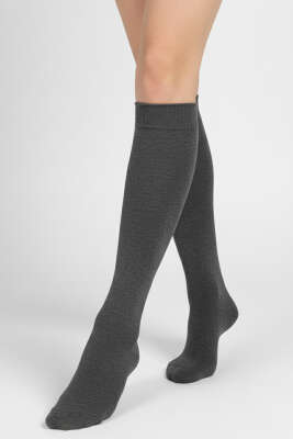 Kadın Penye Dizaltı Çorap Füme - Thumbnail