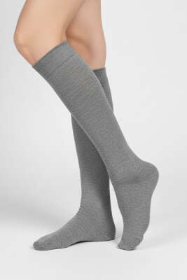 Kadın Penye Dizaltı Çorap Gri - Thumbnail