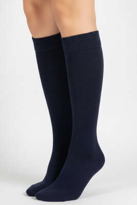 Kadın Penye Dizaltı Çorap Lacivert - Thumbnail