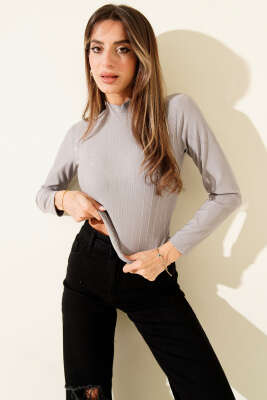 Sıra Taşlı Kaşkorse Body Gri - Thumbnail