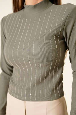 Sıra Taşlı Kaşkorse Body Haki - Thumbnail