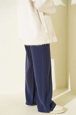 Beli Lastikli Palazzo Pantolon Lacivert - Thumbnail