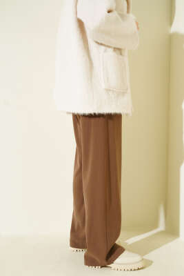 Beli Lastikli Palazzo Pantolon Kahve - Thumbnail