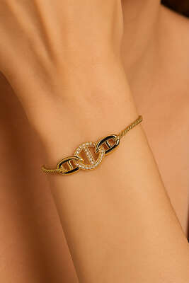 Taşlı Çapa Bağlantı Bilekliği - Thumbnail