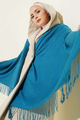 Pazarium - Kaşmir Omuz Şalı Petrol Yeşili