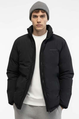 Pazarium - Giesto Armalı Detaylı Erkek Mont Siyah