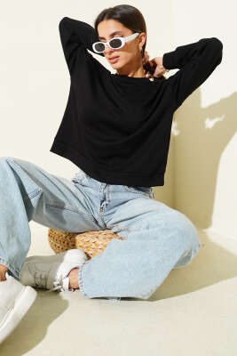 Pazarium - Loyşa Salaş Sweatshirt Siyah