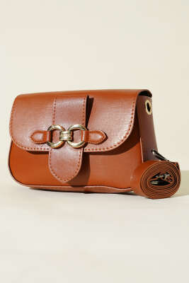 Pazarium - Yaldız Tokalı Kadın El Çantası Taba