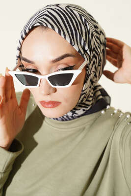 Pazarium - Desenli Siyah Serisi Eşarp Asorti 8