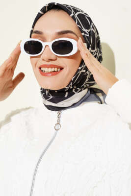 Pazarium - Desenli Siyah Serisi Eşarp Asorti 3