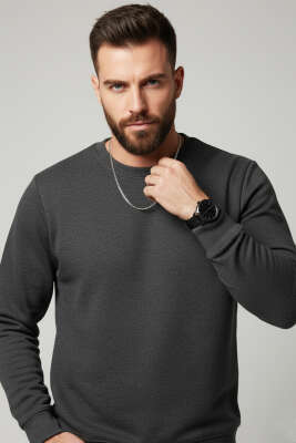 Pazarium - Armalı Selanik Sweatshirt Antrasit