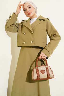 Kruvaze Yaka Ceket Etekli İkili Takım Nefti - Thumbnail