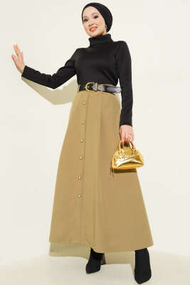 Garnili Kemer Detaylı Elbise Nefti - Thumbnail