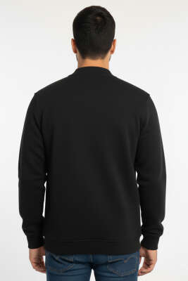 Basic Fermuar Detaylı Erkek Hırka Siyah - Thumbnail