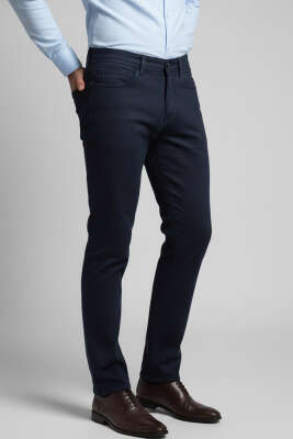 Pazarium - Likralı Gabardin Erkek Pantolon Lacivert