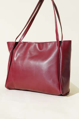 Pazarium - Fermuarlı Basic Kol Çanta Bordo