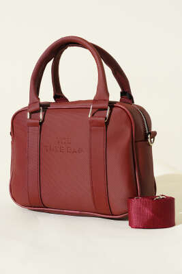 The Tote Bag Yazılı Çanta Bordo - Thumbnail