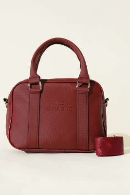 The Tote Bag Yazılı Çanta Bordo - Thumbnail