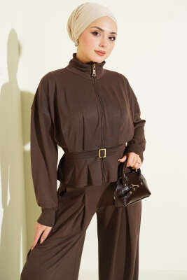 Loyşa Pens Detaylı İkili Takım Kahve - Thumbnail