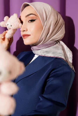 Pazarium - Batik Desen Demore Eşarp Lila